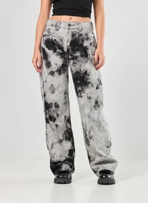calça jeans wide leg tie dye calça jeans wide leg tie dye