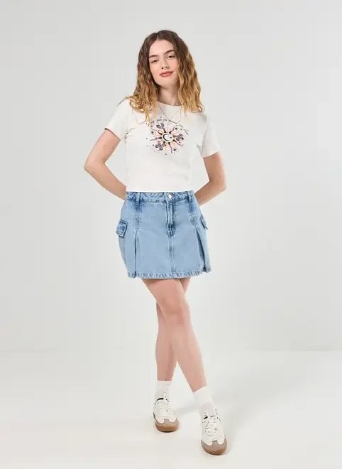 short saia jeans pregas cargo short saia jeans pregas cargo