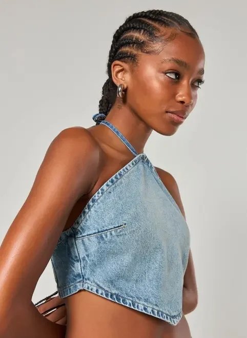 cropped jeans frente única cropped jeans frente única