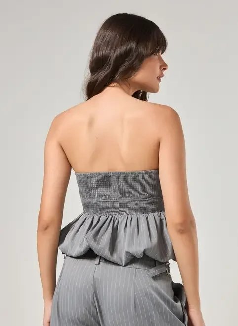 blusa balonê cinza sem alças blusa balonê cinza sem alças