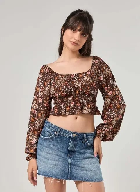 cropped manga longa estampa mística cropped manga longa estampa mística