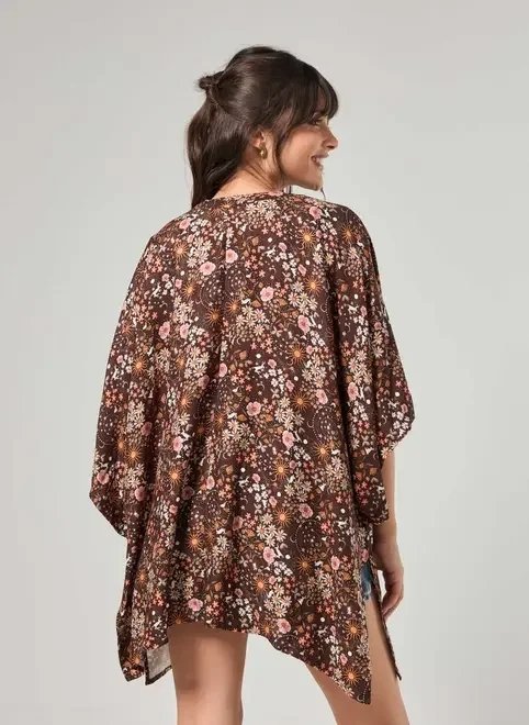 kimono marrom estampa mística kimono marrom estampa mística