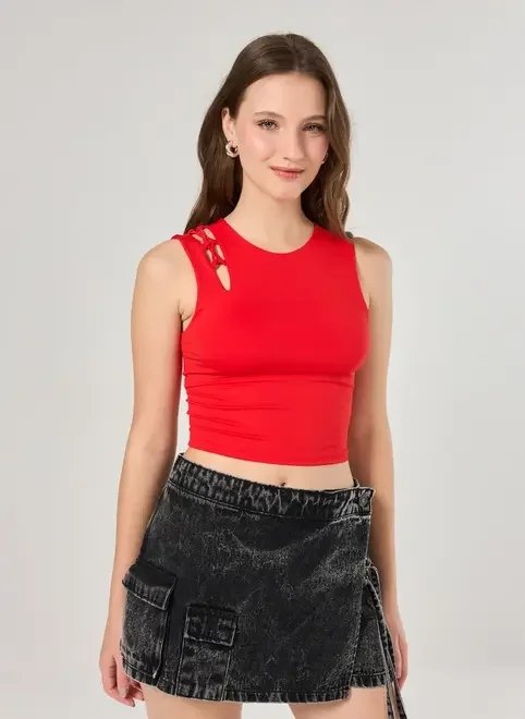 cropped poliamida amarração ombro cropped poliamida amarração ombro