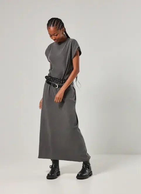 vestido midi preto estonado vestido midi preto estonado