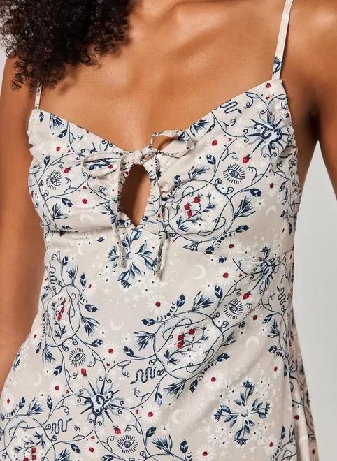 vestido midi creme estampa mística vestido midi creme estampa mística