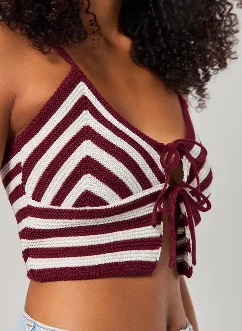 cropped tricô listrado amarração cropped tricô listrado amarração