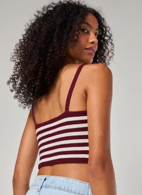 cropped tricô listrado amarração cropped tricô listrado amarração