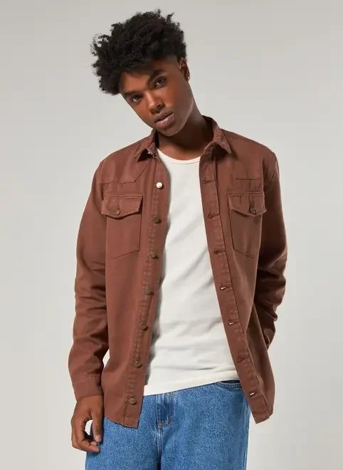 jaqueta estilo camisa sarja marrom jaqueta estilo camisa sarja marrom