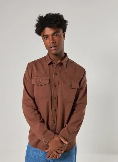 jaqueta estilo camisa sarja marrom jaqueta estilo camisa sarja marrom