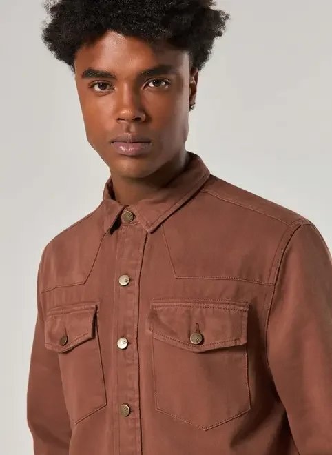 jaqueta estilo camisa sarja marrom jaqueta estilo camisa sarja marrom
