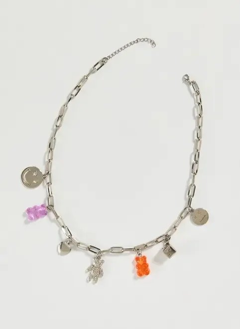 colar prateado pingente fun colar prateado pingente fun