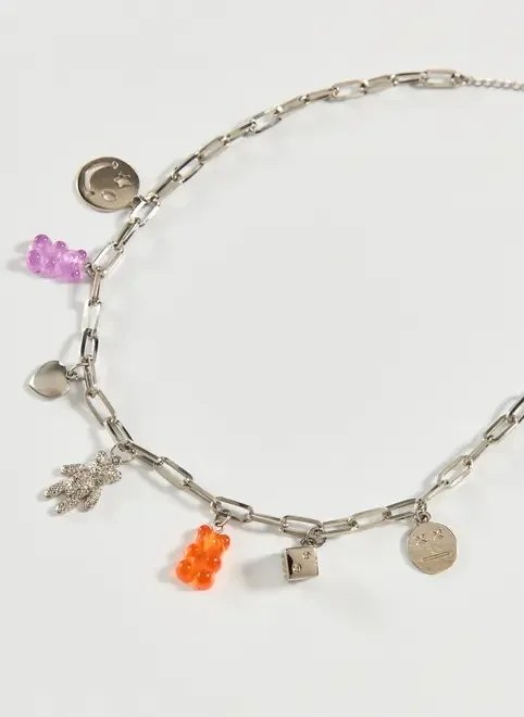 colar prateado pingente fun colar prateado pingente fun