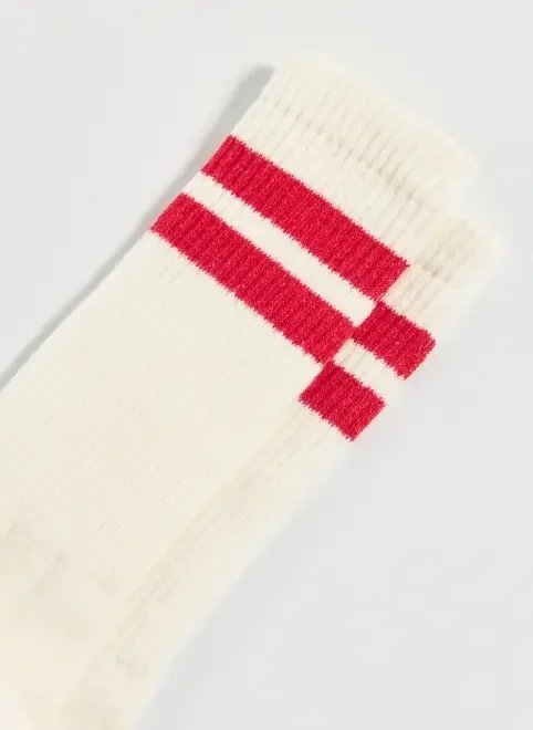 meia off-white com listras vermelhas meia off-white com listras vermelhas