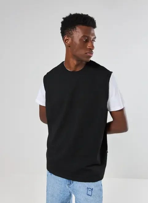 regata estilo colete de tricô preto regata estilo colete de tricô preto