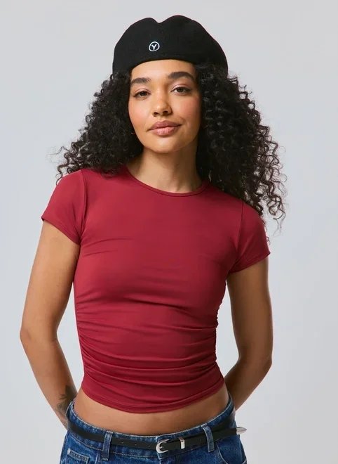 blusa manga curta poliamida franzido blusa manga curta poliamida franzido