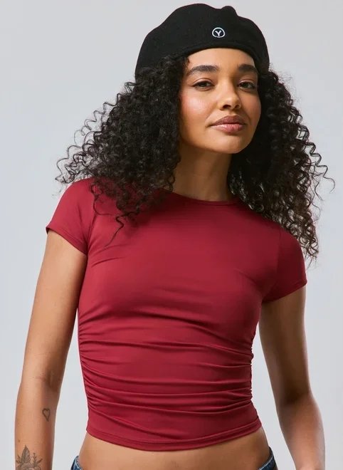 blusa manga curta poliamida franzido blusa manga curta poliamida franzido