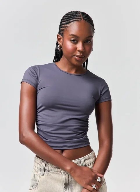 blusa manga curta poliamida franzido blusa manga curta poliamida franzido