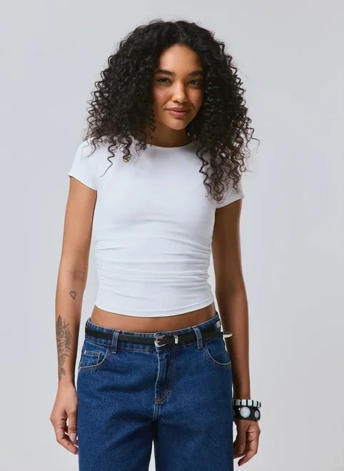 blusa manga curta poliamida franzido blusa manga curta poliamida franzido