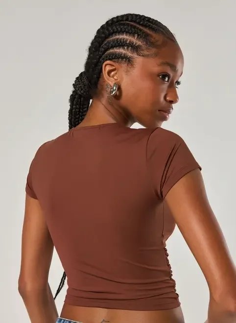 blusa manga curta poliamida franzido blusa manga curta poliamida franzido