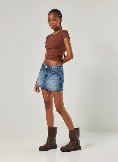 blusa manga curta poliamida franzido blusa manga curta poliamida franzido