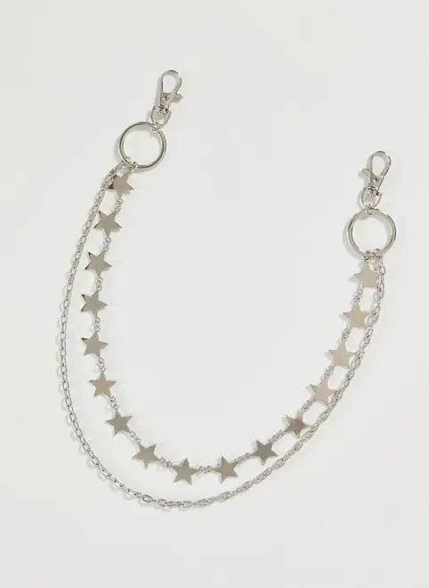 chaveiro corrente estrelas prateadas chaveiro corrente estrelas prateadas