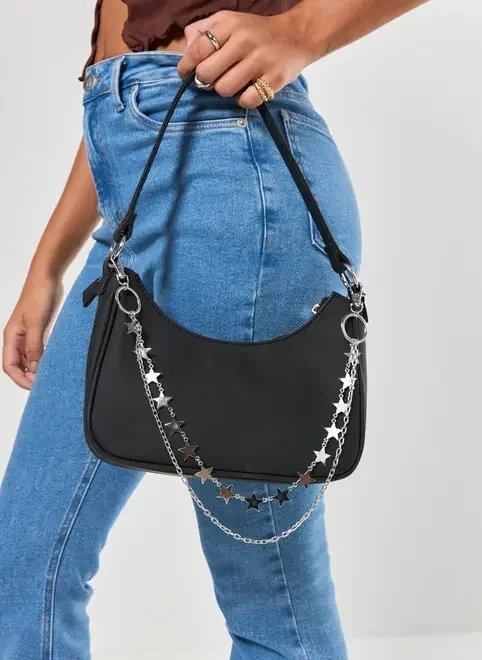 chaveiro corrente estrelas prateadas chaveiro corrente estrelas prateadas