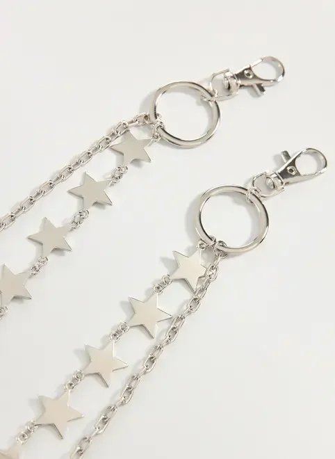 chaveiro corrente estrelas prateadas chaveiro corrente estrelas prateadas