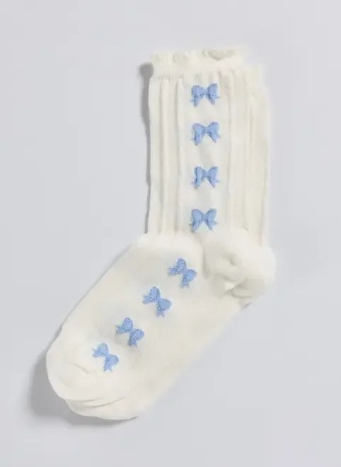 meia branca com lacinhos azuis meia branca com lacinhos azuis