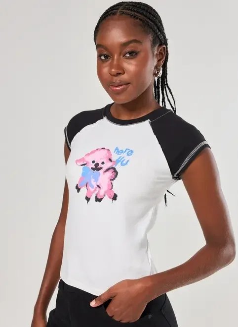 mini tee raglan grafite cachorro mini tee raglan grafite cachorro