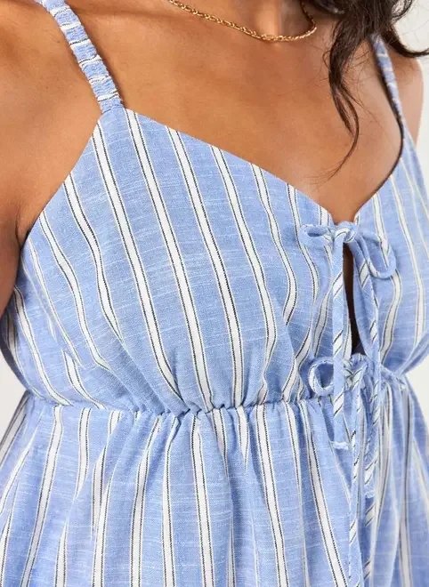 regata linho com laços listrada regata linho com laços listrada