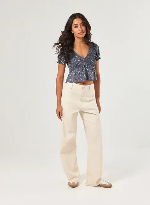 blusa azul florida com lastex blusa azul florida com lastex