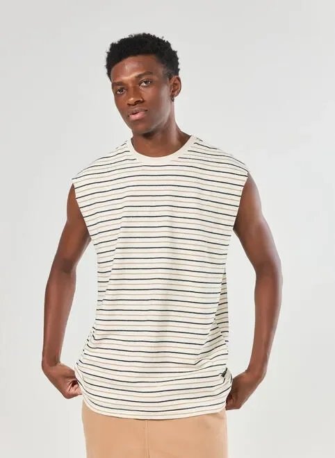 regata sleevless off-white listrada texturizada regata sleevless off-white listrada texturizada