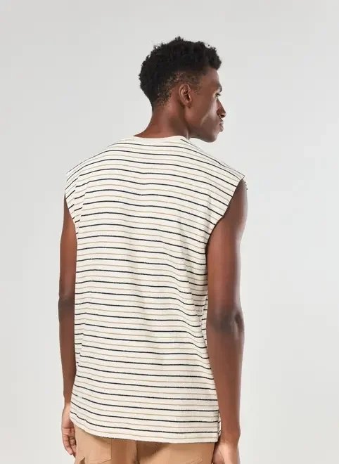 regata sleevless off-white listrada texturizada regata sleevless off-white listrada texturizada