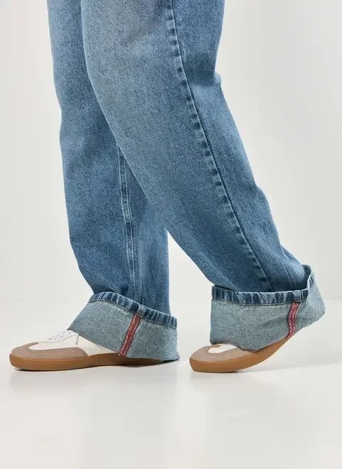 calça jeans wide leg barra dobrada calça jeans wide leg barra dobrada