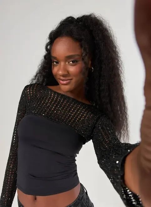 super cropped tricô com brilho super cropped tricô com brilho