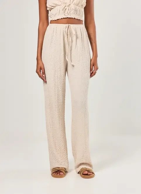 calça wide leg texturizada calça wide leg texturizada