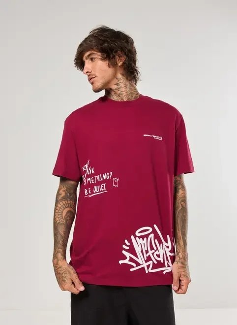 camiseta bordô comfort malhão grafite camiseta bordô comfort malhão grafite