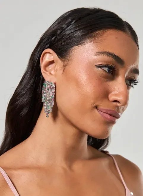 brinco coração strass colorido brinco coração strass colorido