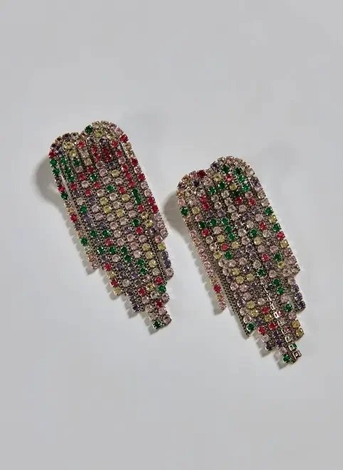 brinco coração strass colorido brinco coração strass colorido