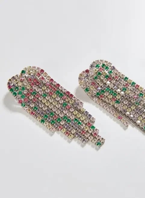 brinco coração strass colorido brinco coração strass colorido