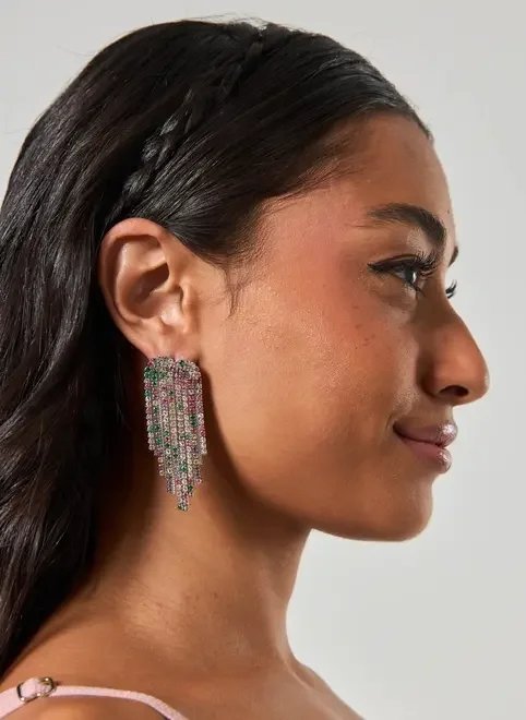 brinco coração strass colorido brinco coração strass colorido