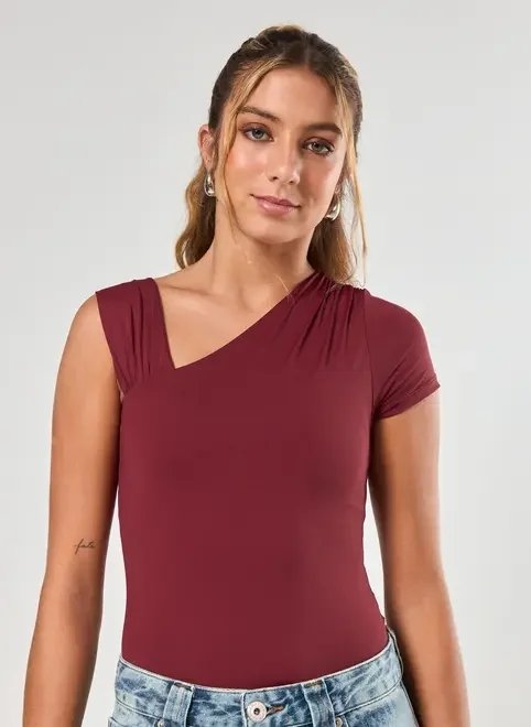 body poliamida mangas assimétricas body poliamida mangas assimétricas