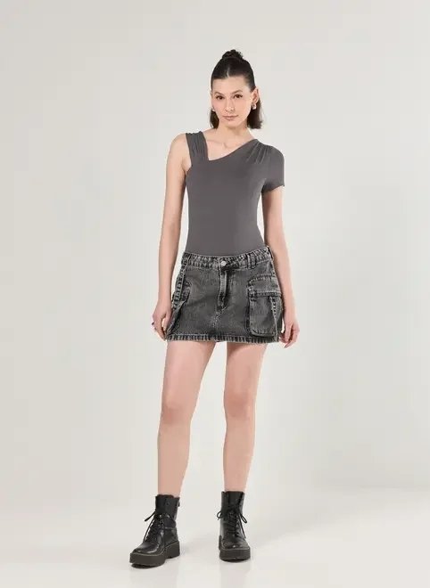 body poliamida mangas assimétricas body poliamida mangas assimétricas