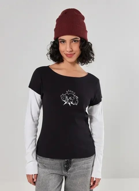 blusa manga longa sobreposição cachorrinho blusa manga longa sobreposição cachorrinho