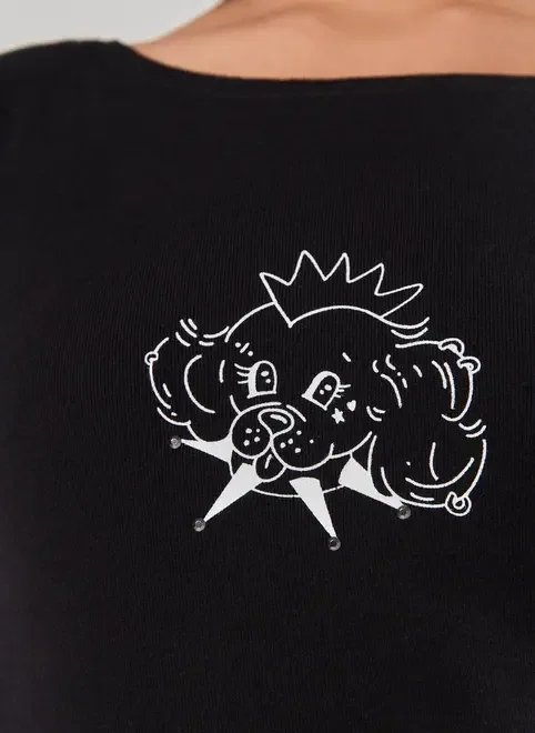 blusa manga longa sobreposição cachorrinho blusa manga longa sobreposição cachorrinho