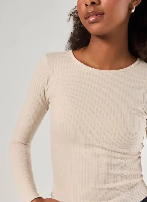 blusa manga longa canelada blusa manga longa canelada