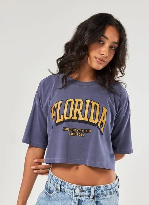 camiseta cropped florida com glitter camiseta cropped florida com glitter