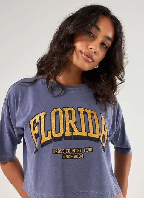 camiseta cropped florida com glitter camiseta cropped florida com glitter