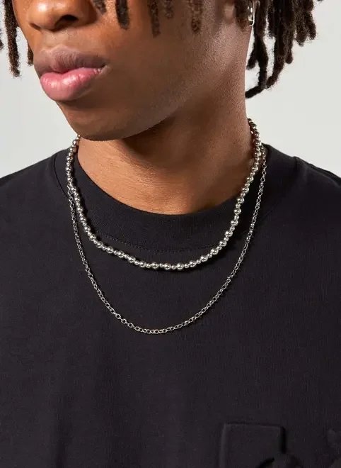 conjunto colares esferas prateadas conjunto colares esferas prateadas