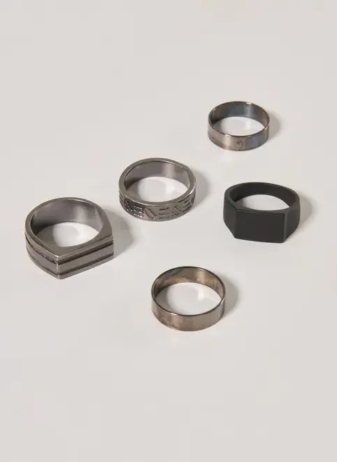 conjunto 5 anéis prateado envelhecido conjunto 5 anéis prateado envelhecido